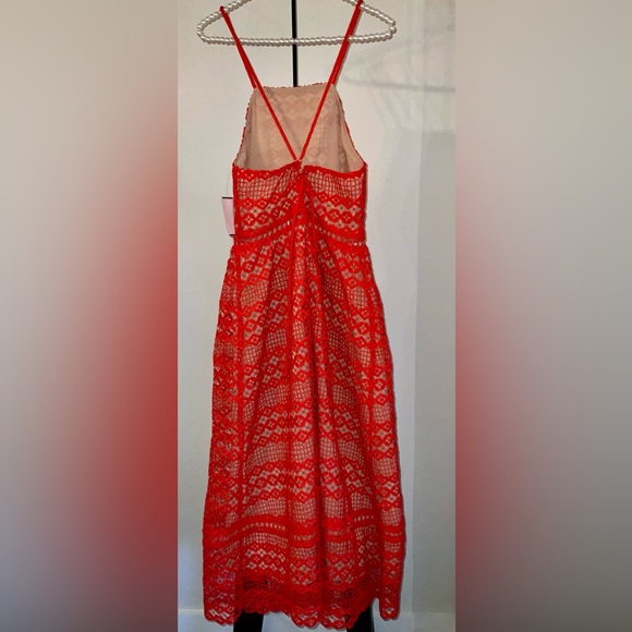 Adelyn Rae Alana Crochet Lace Midi Dress - size small -NWT-mandarin red/stunning - Picture 16 of 16